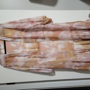 Maurcies Pink And Tan Acid Washed Cardigan